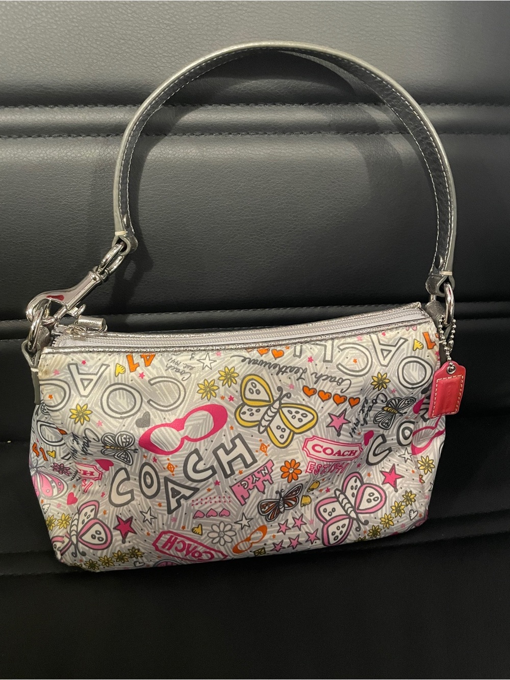 Coach poppy graffiti Mini Shoulder Bag with Pink & Yellow Accents - Picture 2 of 5